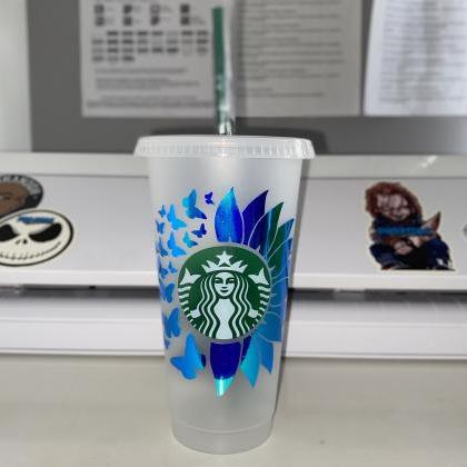 Sunflower Butterfly Starbucks Venti Reusable Cup,..