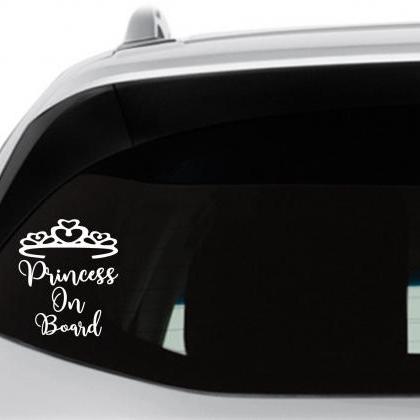 Princess On Board Car Decal, Princess Crown Car..