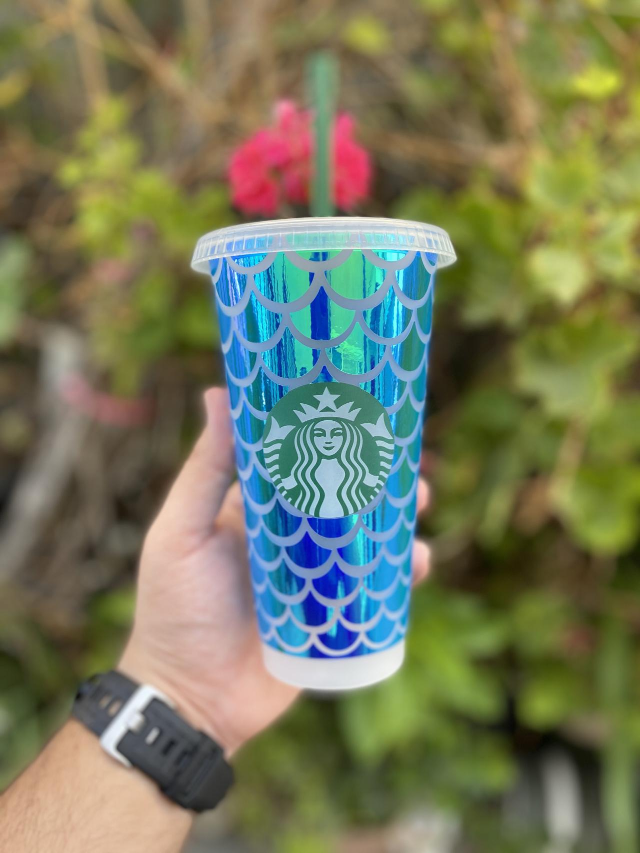 Full Mermaid Starbucks Cup, Mermaid Starbucks Tumbler, Reusable Cold Cup, Iced Coffee Tumbler, Personalized Cups