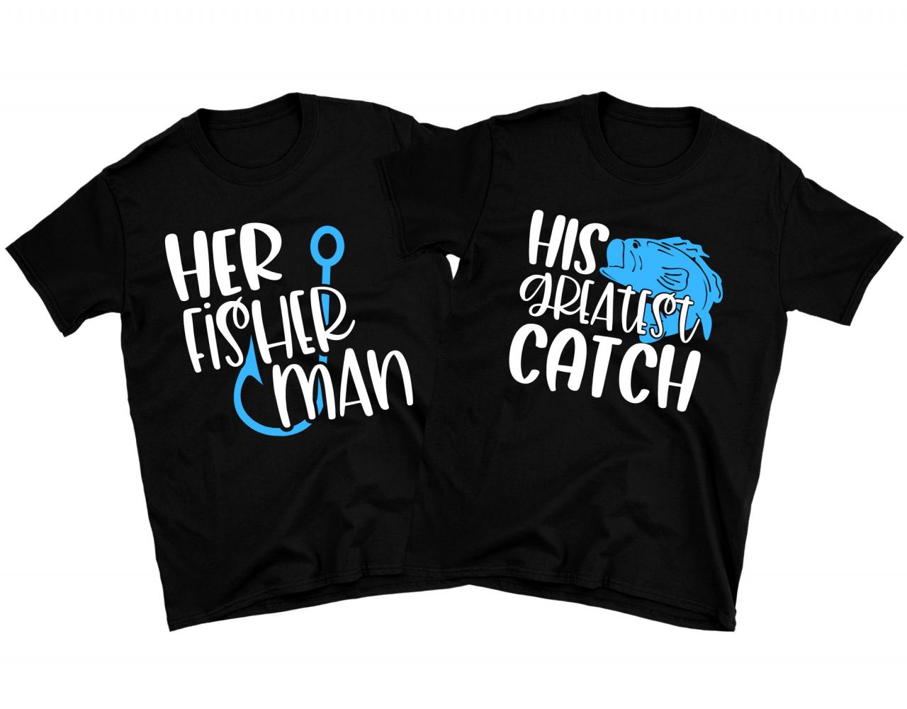 Fisherman Couple Shirts Fisherman Valentines Gift Her His Couple Matching  Wedding Gifts Engagement Announcement Tees Honeymoon Shirts