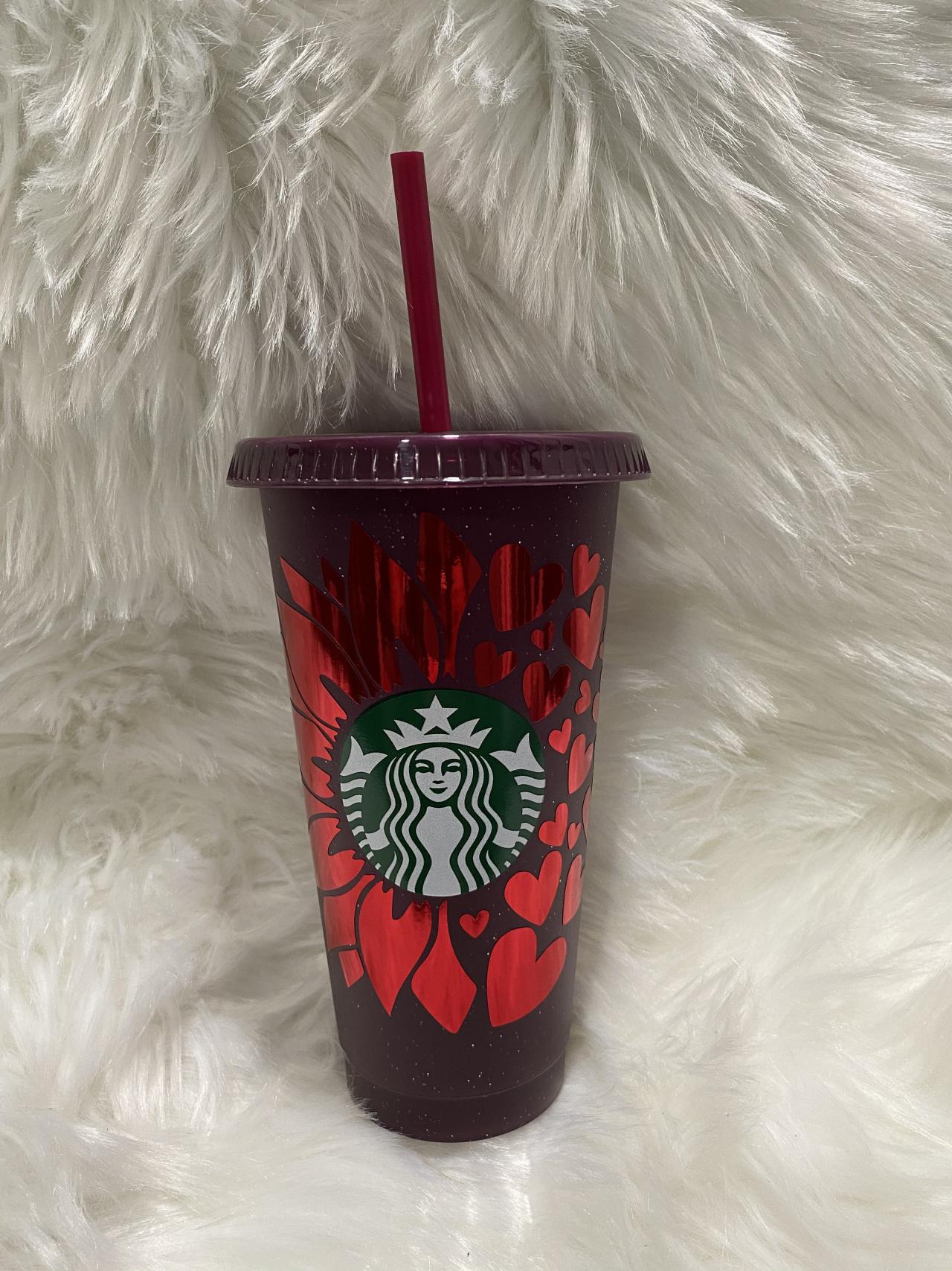 Starbucks Sunflower Hearts Cup, Starbucks Valentines Day Cup, Starbucks Glitter Cups, Starbucks Reusable Venti Cold Cup