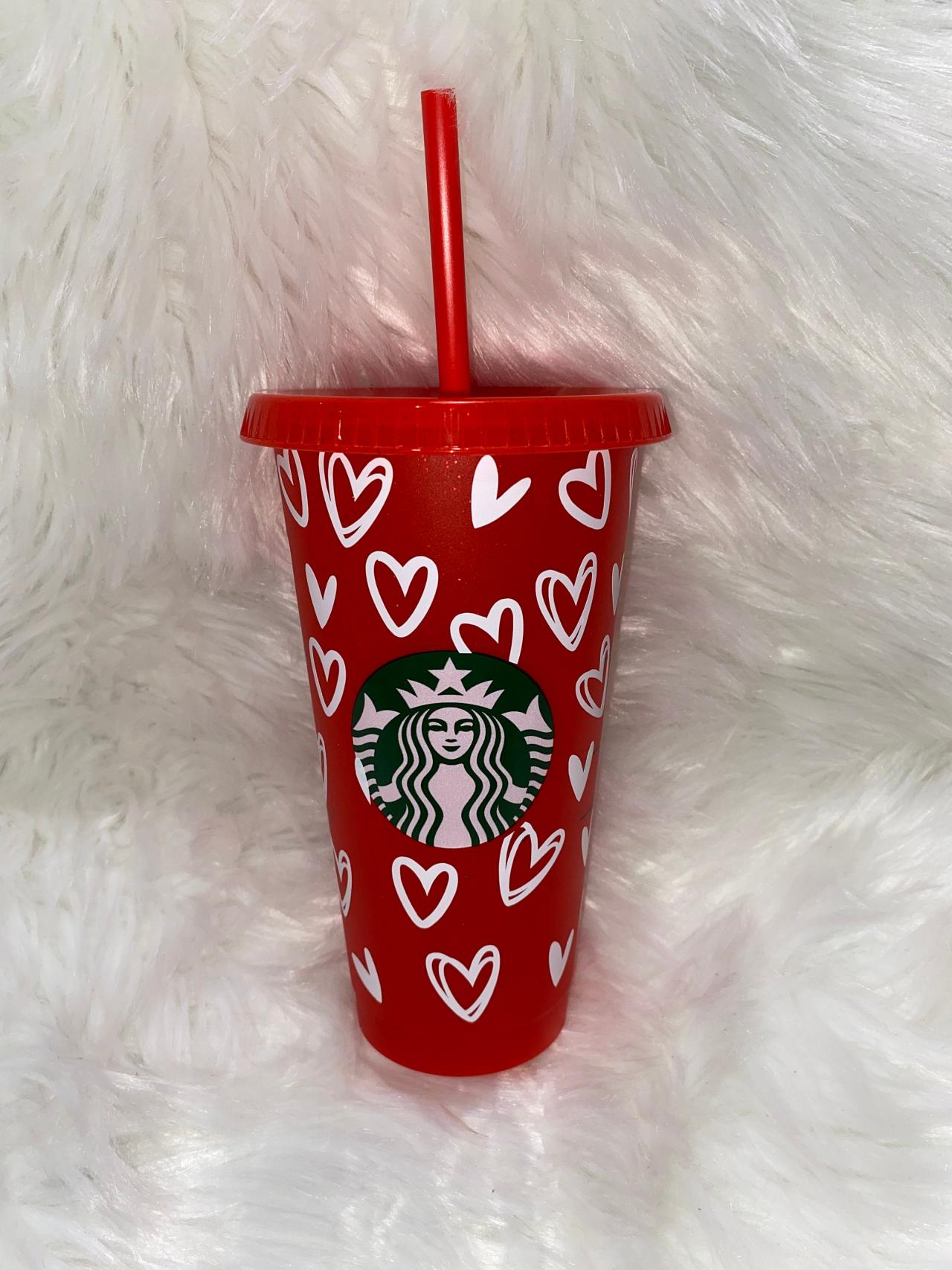 Starbucks Hearts Cup Starbucks Valentines Day Cup Starbucks Venti Reusable Cold Cup Heart Tumbler on Luulla