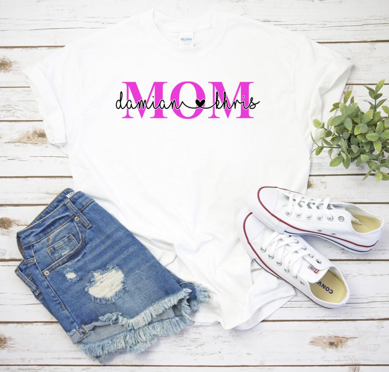 Mothers Day Shirt, Mom Shirt, Mama Shirt, Momma Shirt, Personalized, Kid Names, Gift, Customized