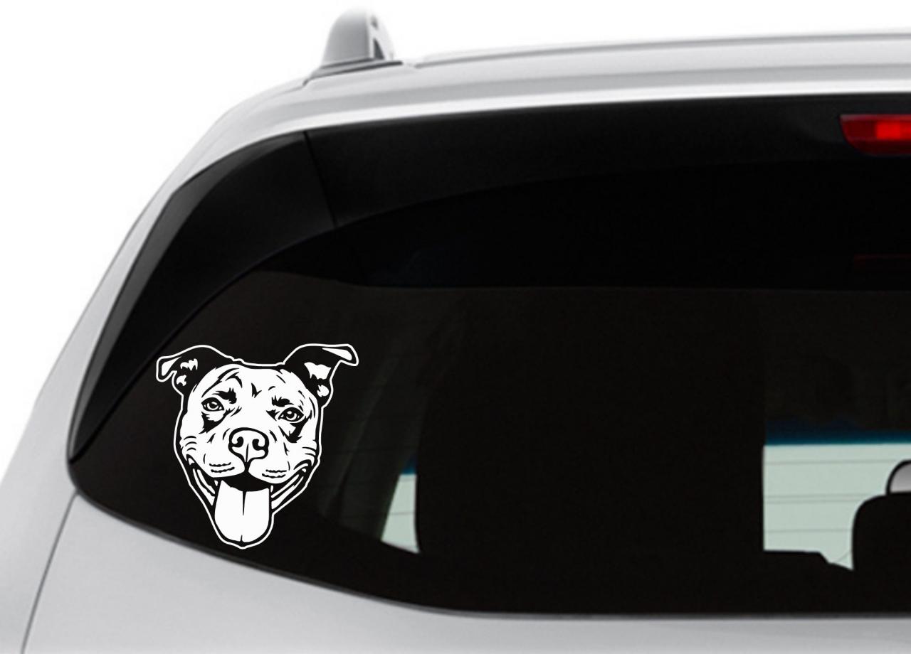 Pitbull Decal, Happy Pit, Pet Sticker, Laptop Decal, Window Decal, Staffy Decal, American Staffordshire, Dog Decal