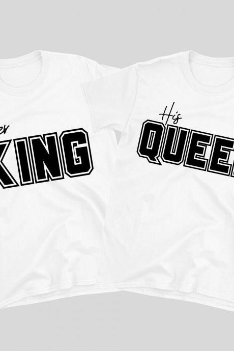 His King Her Queen Shirt, Matching Couples Shirts, Valentines Shirt, Husband Wife T-shirts