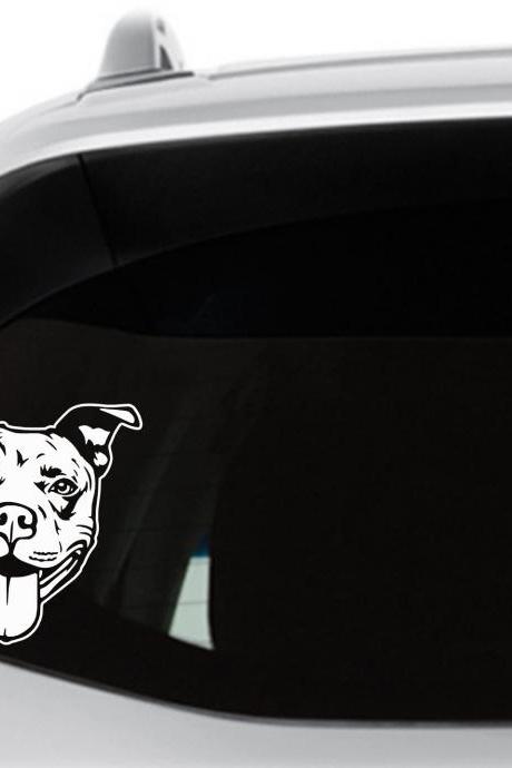 Pitbull Decal, Happy Pit, Pet Sticker, Laptop Decal, Window Decal, Staffy Decal, American Staffordshire, Dog Decal