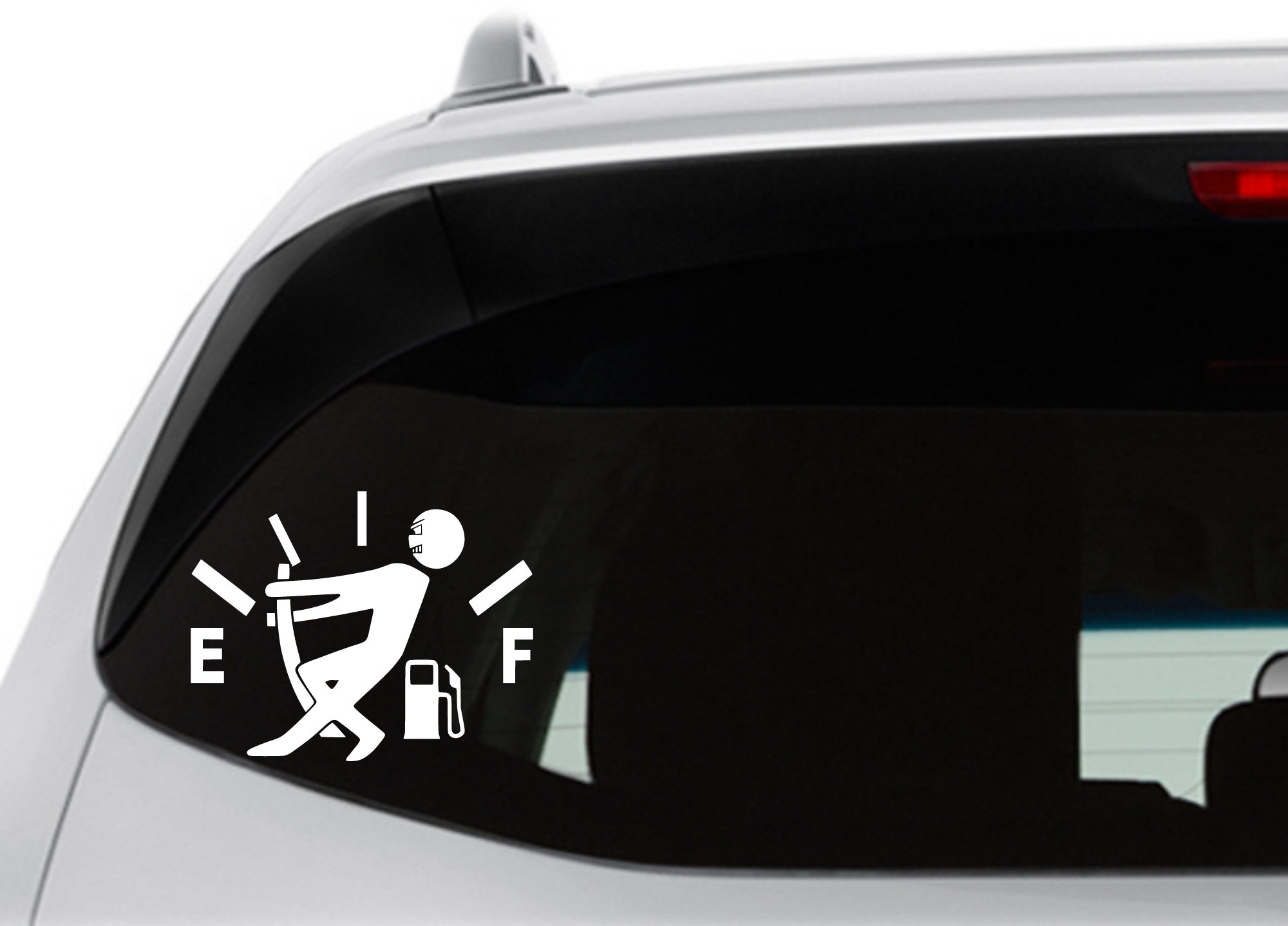 Empty Gas Tank Funny Car Decal, Window Sticker, Running On Empty on Luulla